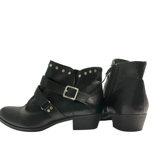 A.N.A. Black Studded Buckle Ankle Booties - Gomix Brands Outlet